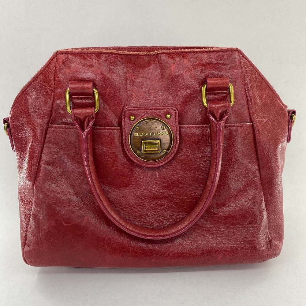 Elliott Lucca Red Leather Satchel Crossbody Bag - Picture 2 of 13